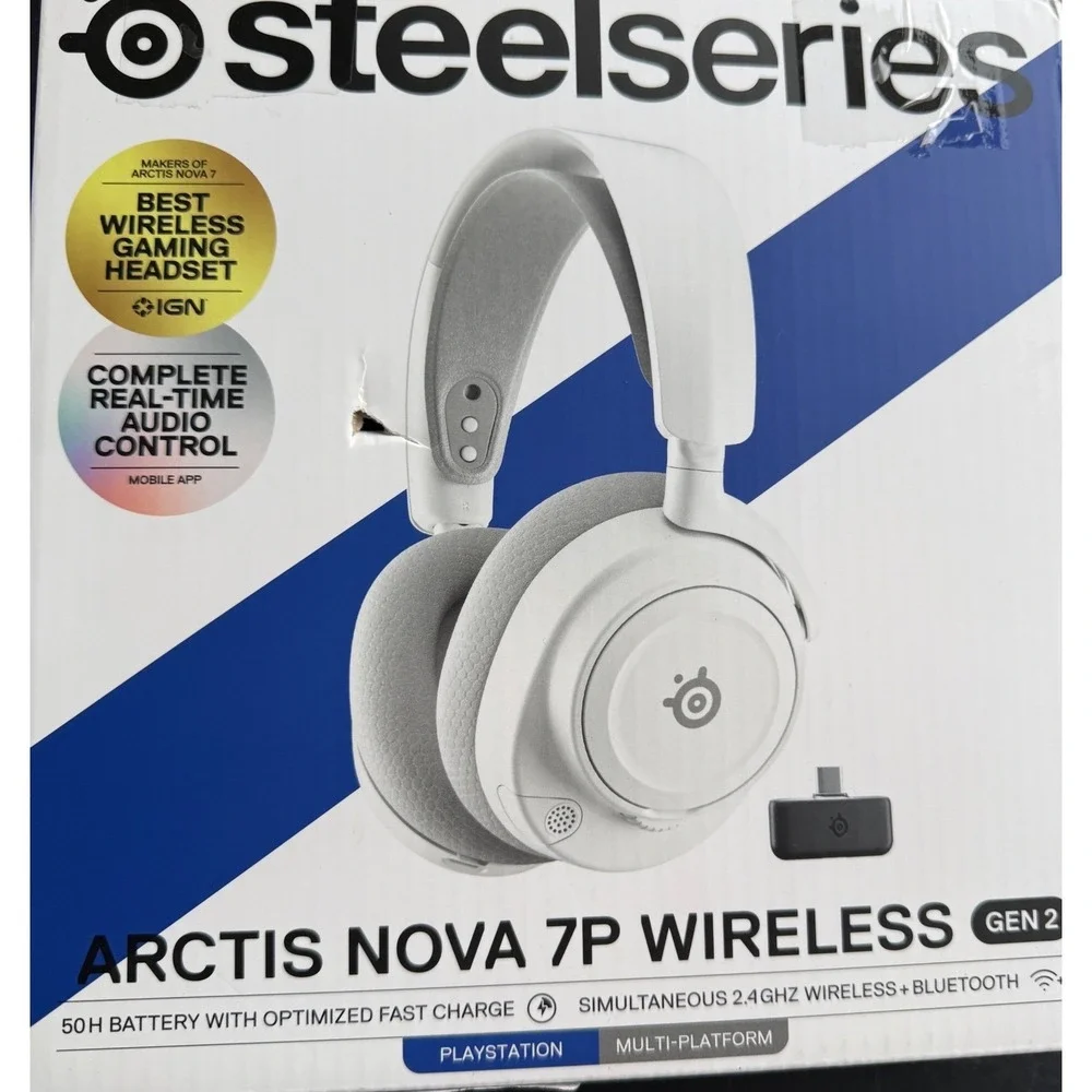 SteelSeries Arctis Nova 7P Wireless Gen 2 Gaming Headset White PlayStation PC